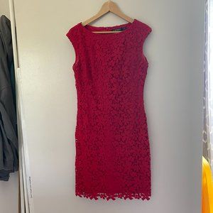 Ralph Lauren Red Applique Sheath Dress Size 10